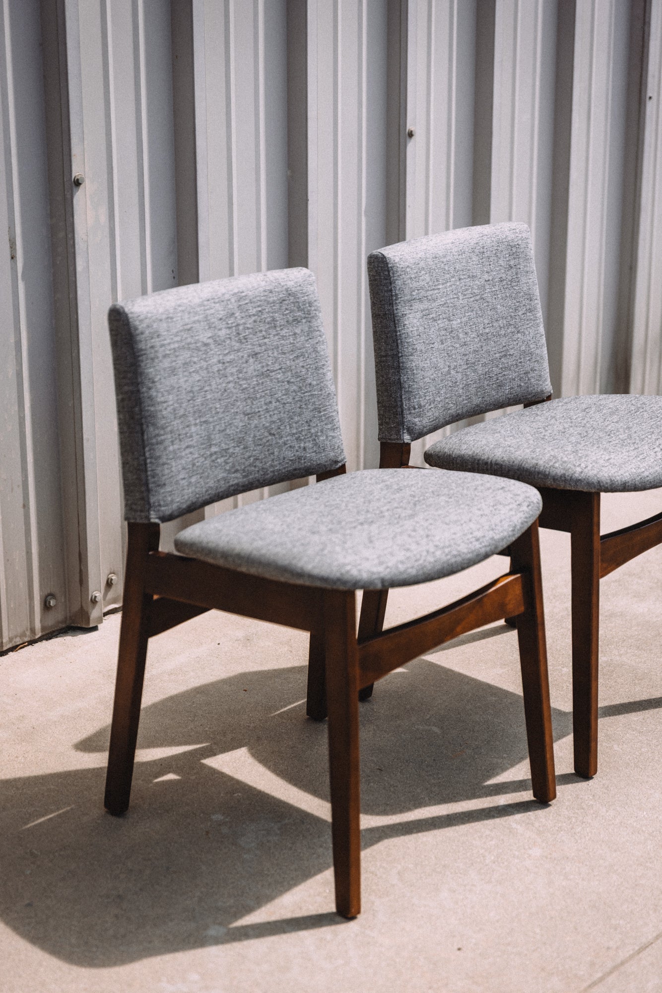 (Set of 6) Article Nosh Dining Chairs - Walnut And Quarry Gray