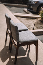 (Set of 6) Article Nosh Dining Chairs - Walnut And Quarry Gray