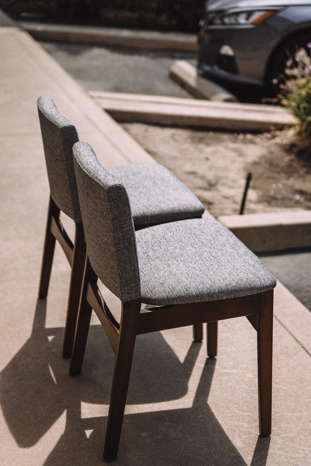 (Set of 6) Article Nosh Dining Chairs - Walnut And Quarry Gray