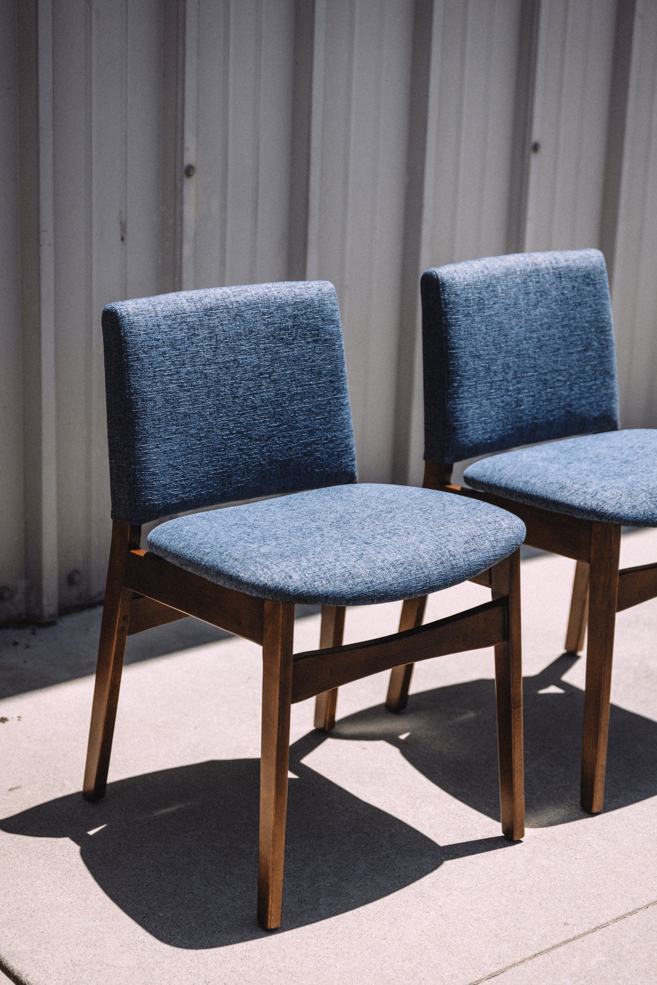 Article Nosh Dining Chairs - Walnut & Denim Blue (Set of 4)
