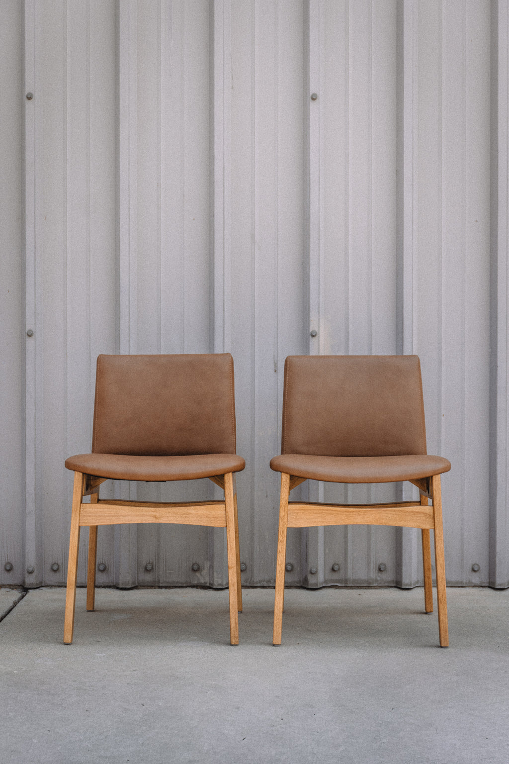 (Set of 6) Article Nosh Leather Dining Chairs - Natural Oak and Lucia Tan