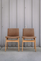 (Set of 6) Article Nosh Leather Dining Chairs - Natural Oak and Lucia Tan