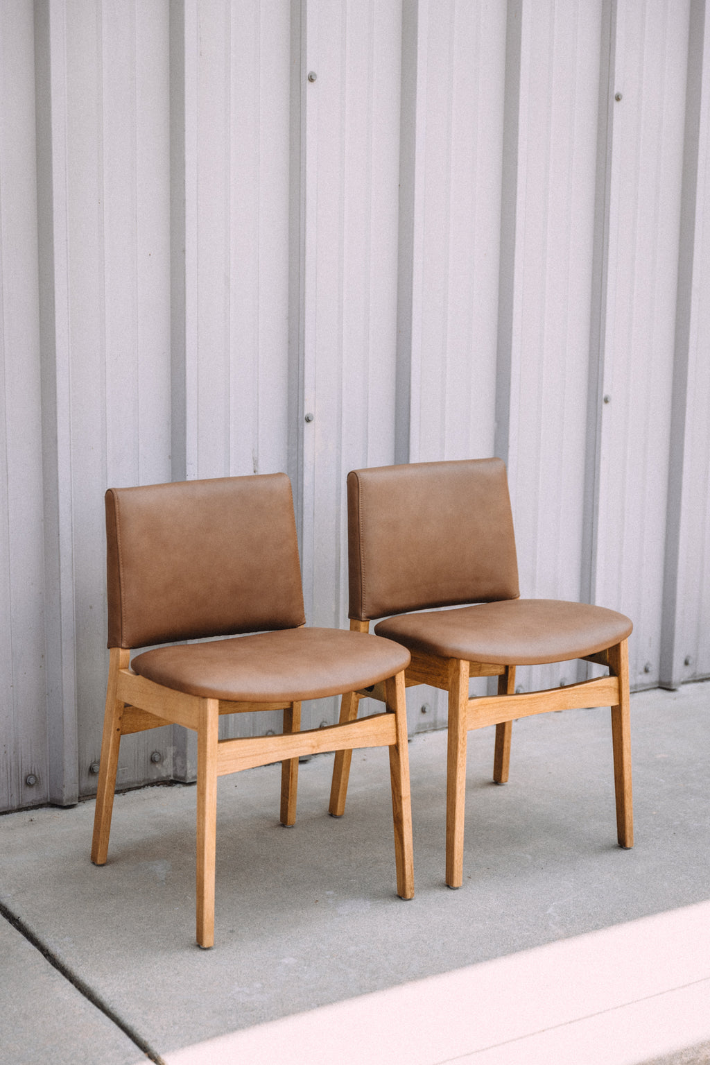 (Set of 6) Article Nosh Leather Dining Chairs - Natural Oak and Lucia Tan