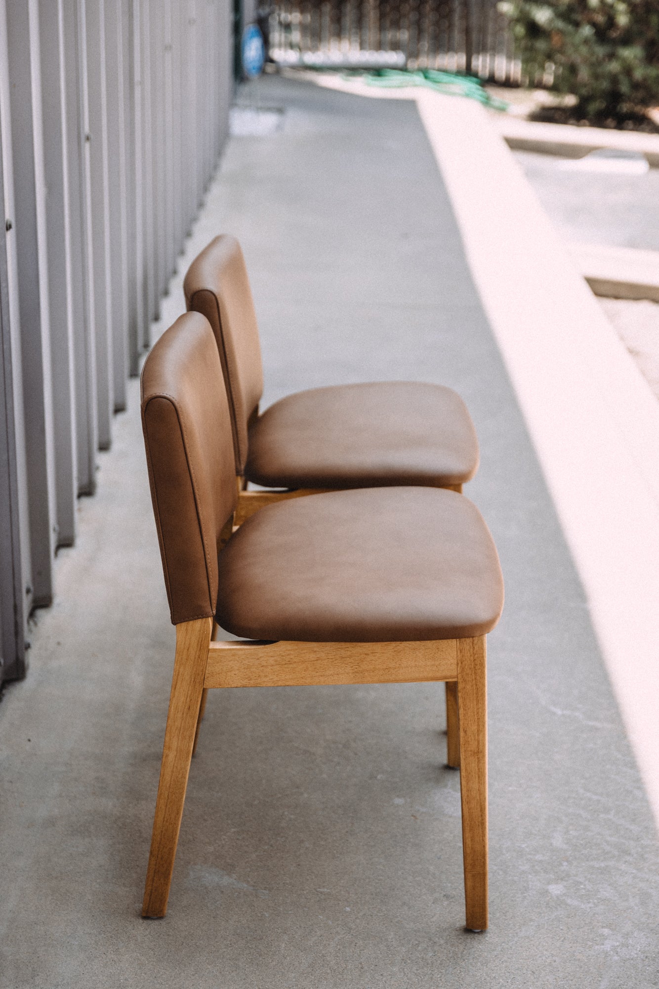(Set of 6) Article Nosh Leather Dining Chairs - Natural Oak and Lucia Tan