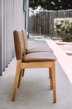 (Set of 6) Article Nosh Leather Dining Chairs - Natural Oak and Lucia Tan