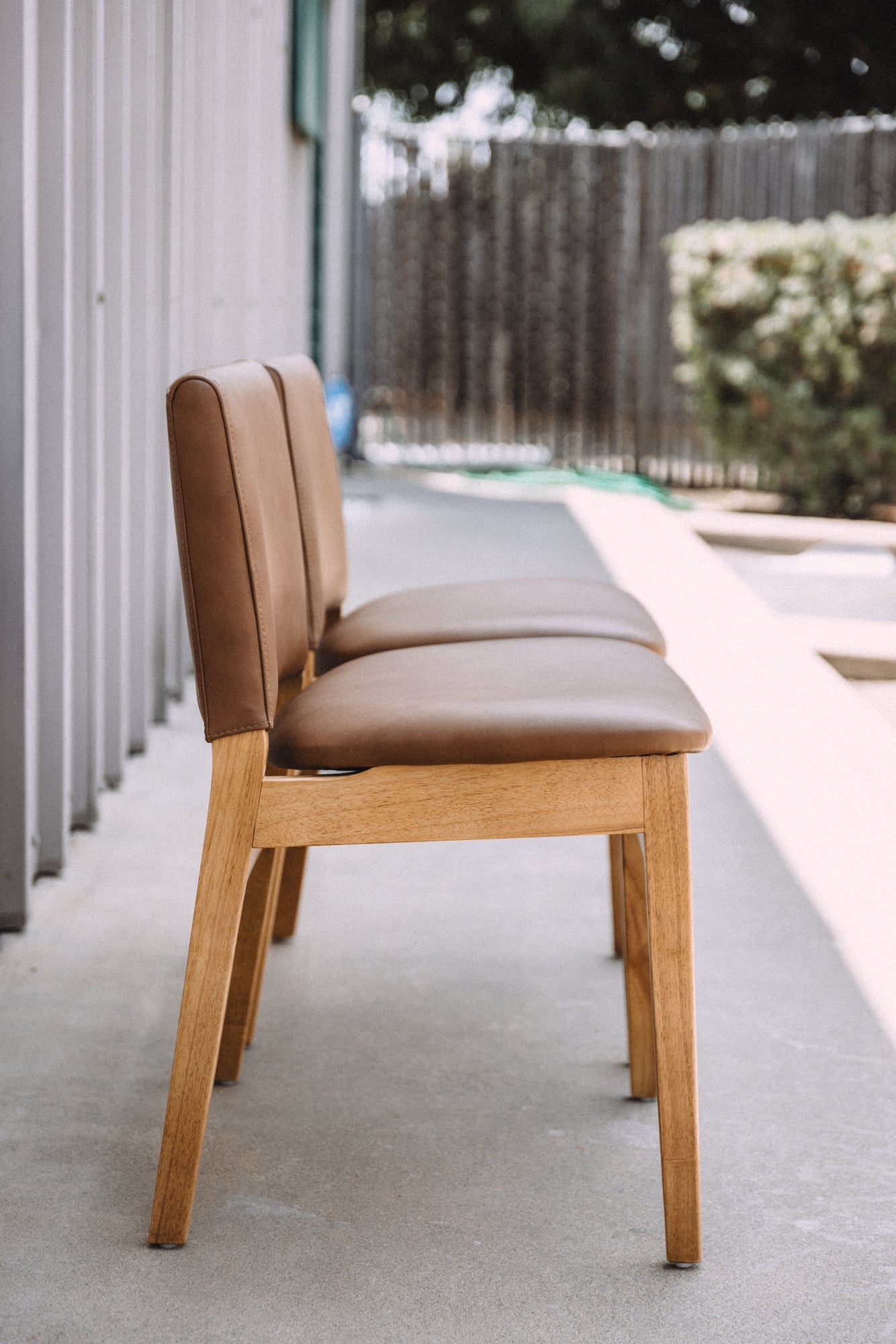 (Set of 6) Article Nosh Leather Dining Chairs - Natural Oak and Lucia Tan
