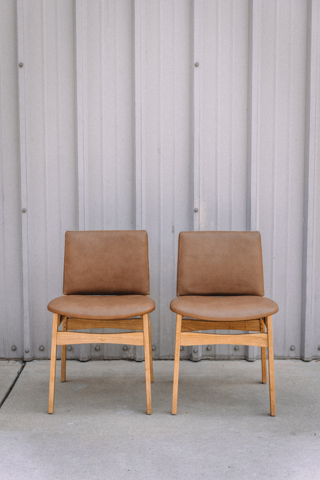 (Set of 6) Article Nosh Leather Dining Chairs - Natural Oak and Lucia Tan