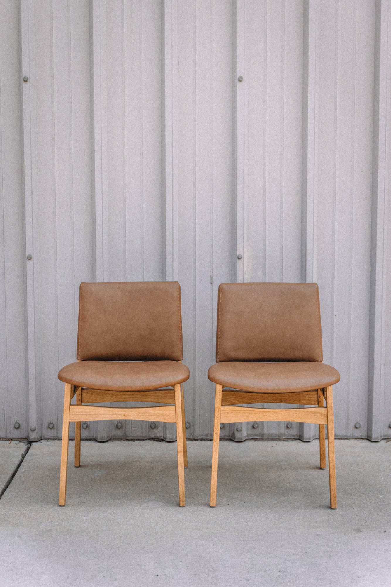 (Set of 6) Article Nosh Leather Dining Chairs - Natural Oak and Lucia Tan