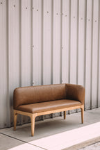 Article Rosin 55.75" Leather Right Arm Banquette Set - Natural Oak and Lucia Tan