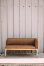 Article Rosin 55.75" Leather Right Arm Banquette Set - Natural Oak and Lucia Tan