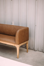 Article Rosin 55.75" Leather Right Arm Banquette Set - Natural Oak and Lucia Tan