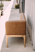 Article Rosin 55.75" Leather Right Arm Banquette Set - Natural Oak and Lucia Tan