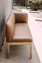 Article Rosin 55.75" Leather Right Arm Banquette Set - Natural Oak and Lucia Tan
