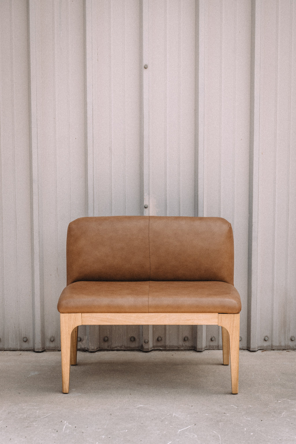 Article Rosin 55.75" Leather Right Arm Banquette Set - Natural Oak and Lucia Tan