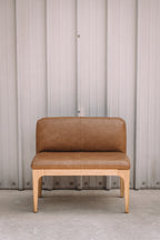 Article Rosin 55.75" Leather Right Arm Banquette Set - Natural Oak and Lucia Tan