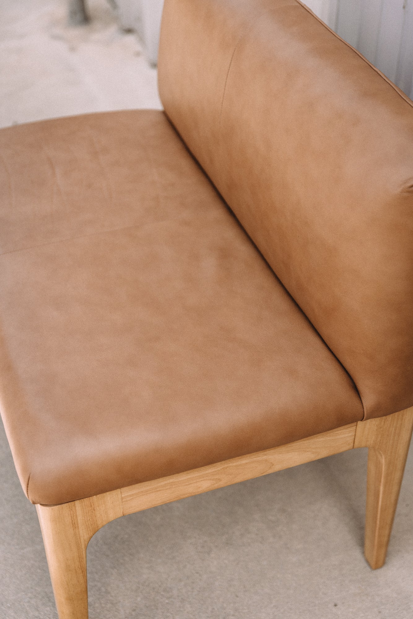 Article Rosin 55.75" Leather Right Arm Banquette Set - Natural Oak and Lucia Tan