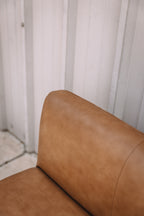 Article Rosin 55.75" Leather Right Arm Banquette Set - Natural Oak and Lucia Tan