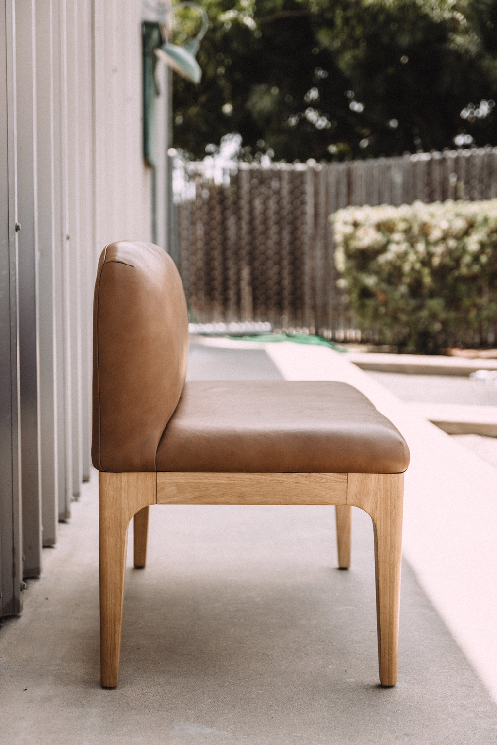 Article Rosin 55.75" Leather Right Arm Banquette Set - Natural Oak and Lucia Tan