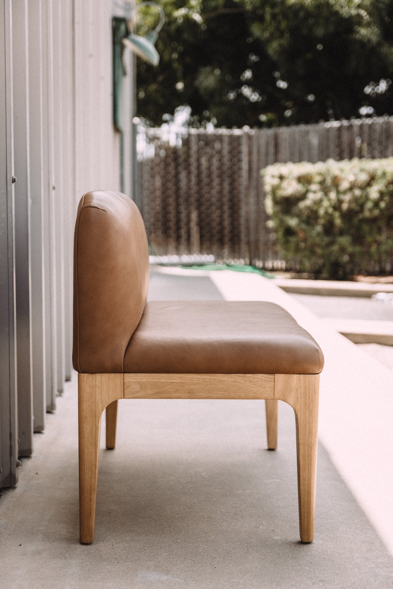 Article Rosin 55.75" Leather Right Arm Banquette Set - Natural Oak and Lucia Tan