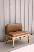 Article Rosin 55.75" Leather Right Arm Banquette Set - Natural Oak and Lucia Tan