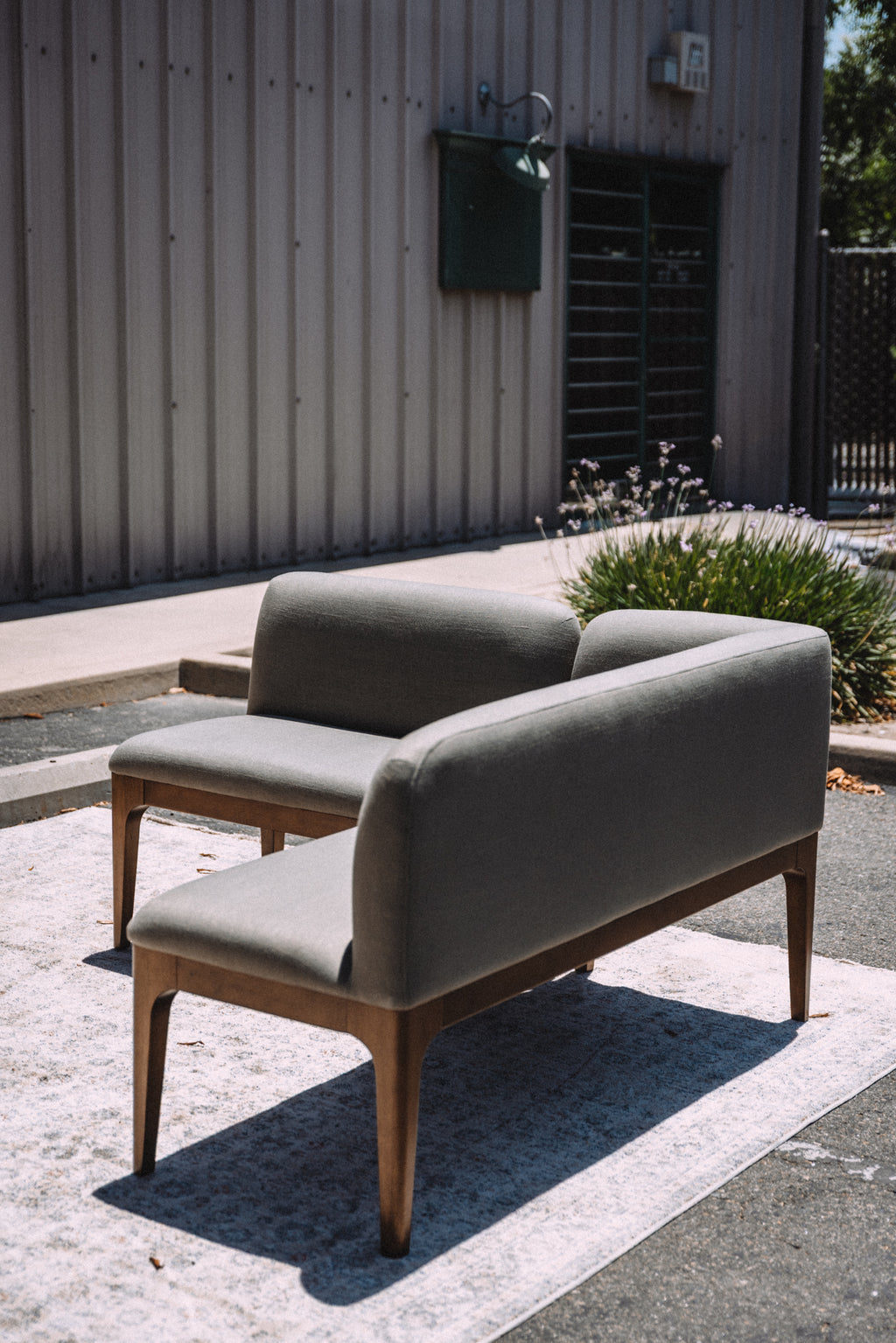 Article Rosin 55.75" Left Arm Banquette Set - Smoked Oak And Welsh Green