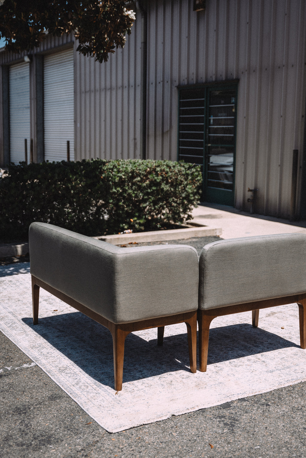 Article Rosin 55.75" Left Arm Banquette Set - Smoked Oak And Welsh Green