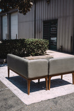 Article Rosin 55.75" Left Arm Banquette Set - Smoked Oak And Welsh Green