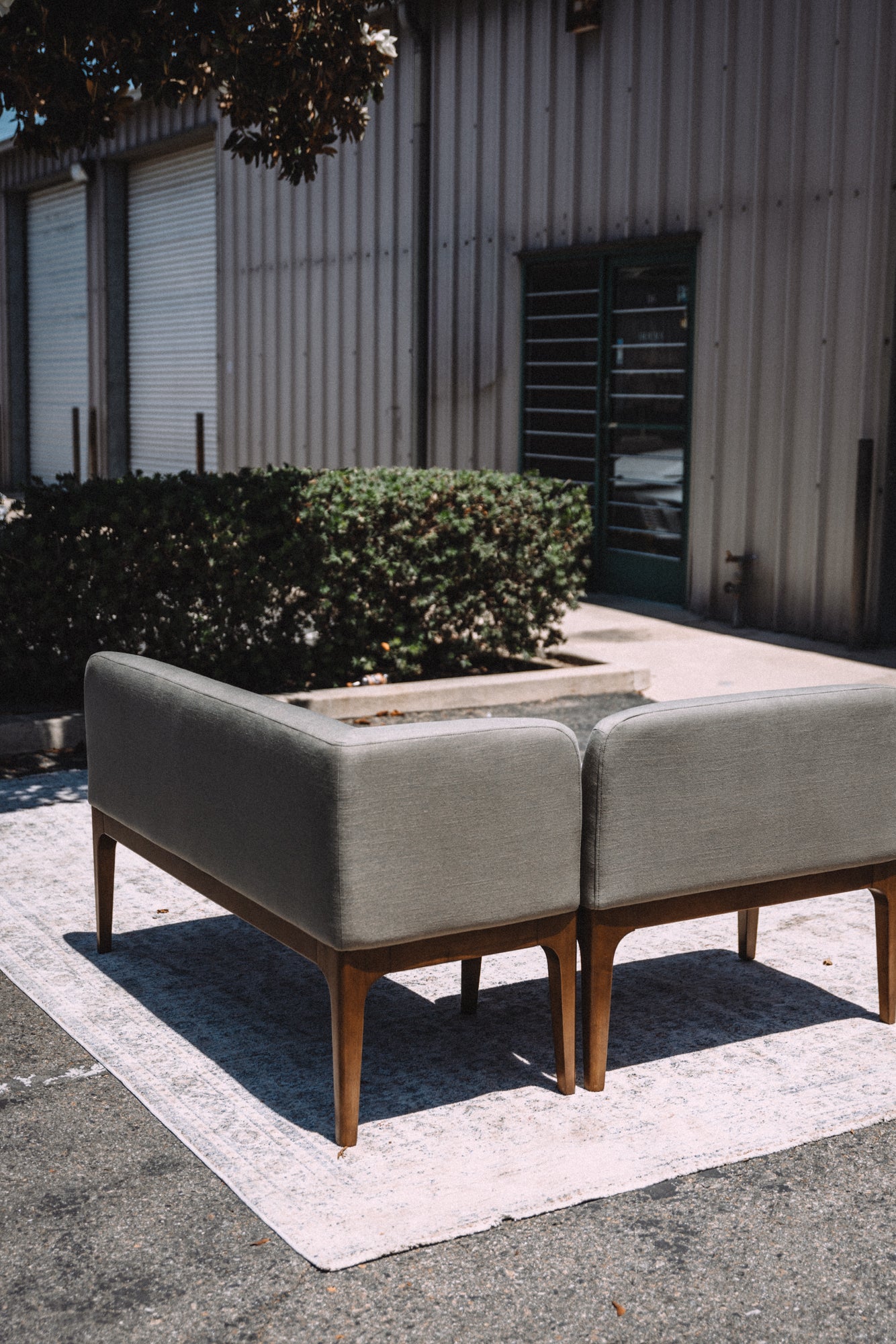 Article Rosin 55.75" Left Arm Banquette Set - Smoked Oak And Welsh Green
