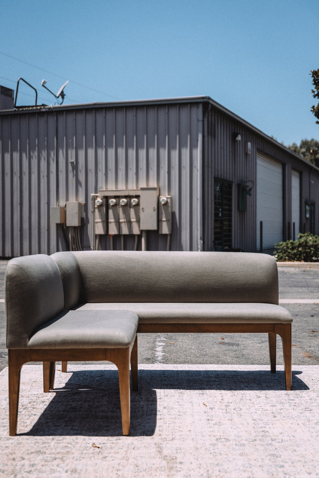 Article Rosin 55.75" Left Arm Banquette Set - Smoked Oak And Welsh Green