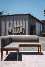 Article Rosin 55.75" Left Arm Banquette Set - Smoked Oak And Welsh Green
