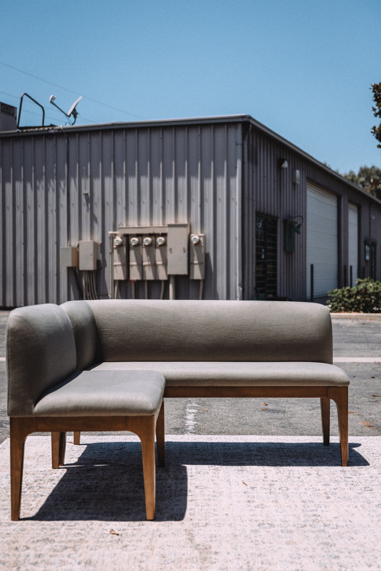 Article Rosin 55.75" Left Arm Banquette Set - Smoked Oak And Welsh Green
