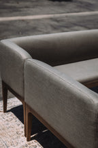 Article Rosin 55.75" Left Arm Banquette Set - Smoked Oak And Welsh Green
