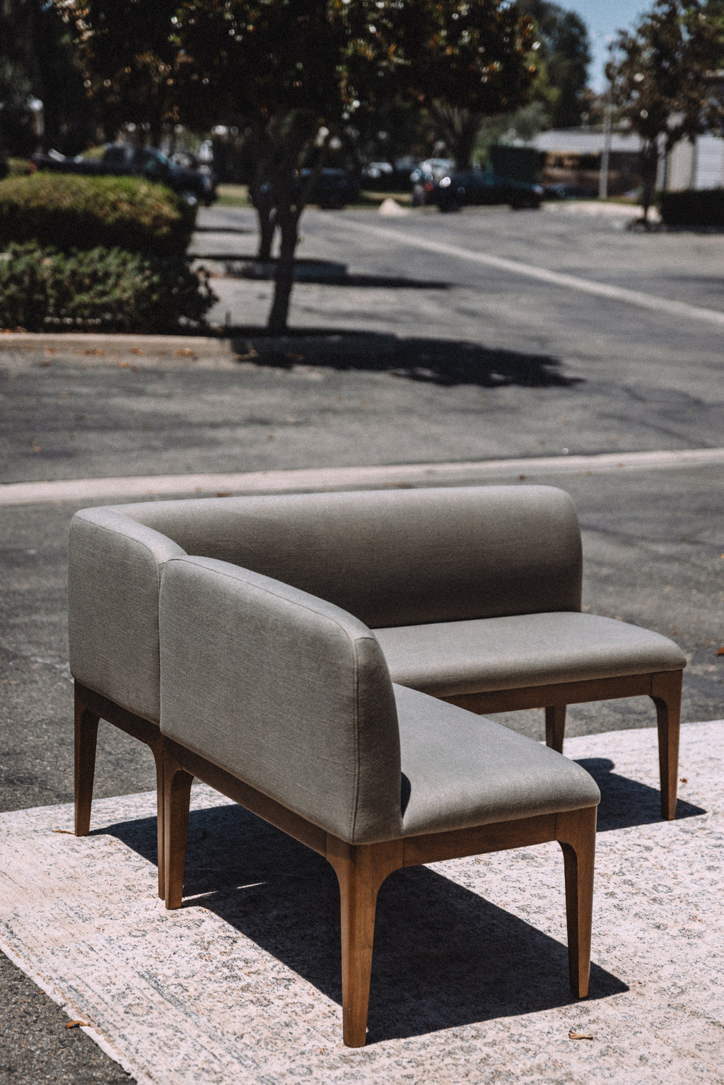 Article Rosin 55.75" Left Arm Banquette Set - Smoked Oak And Welsh Green