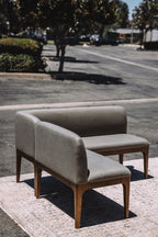 Article Rosin 55.75" Left Arm Banquette Set - Smoked Oak And Welsh Green