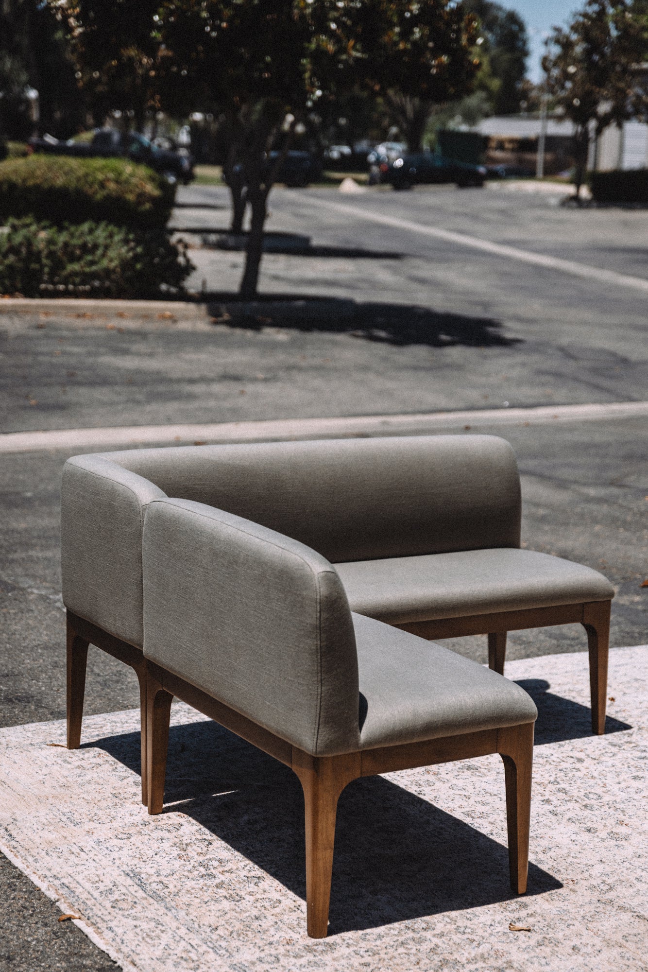 Article Rosin 55.75" Left Arm Banquette Set - Smoked Oak And Welsh Green