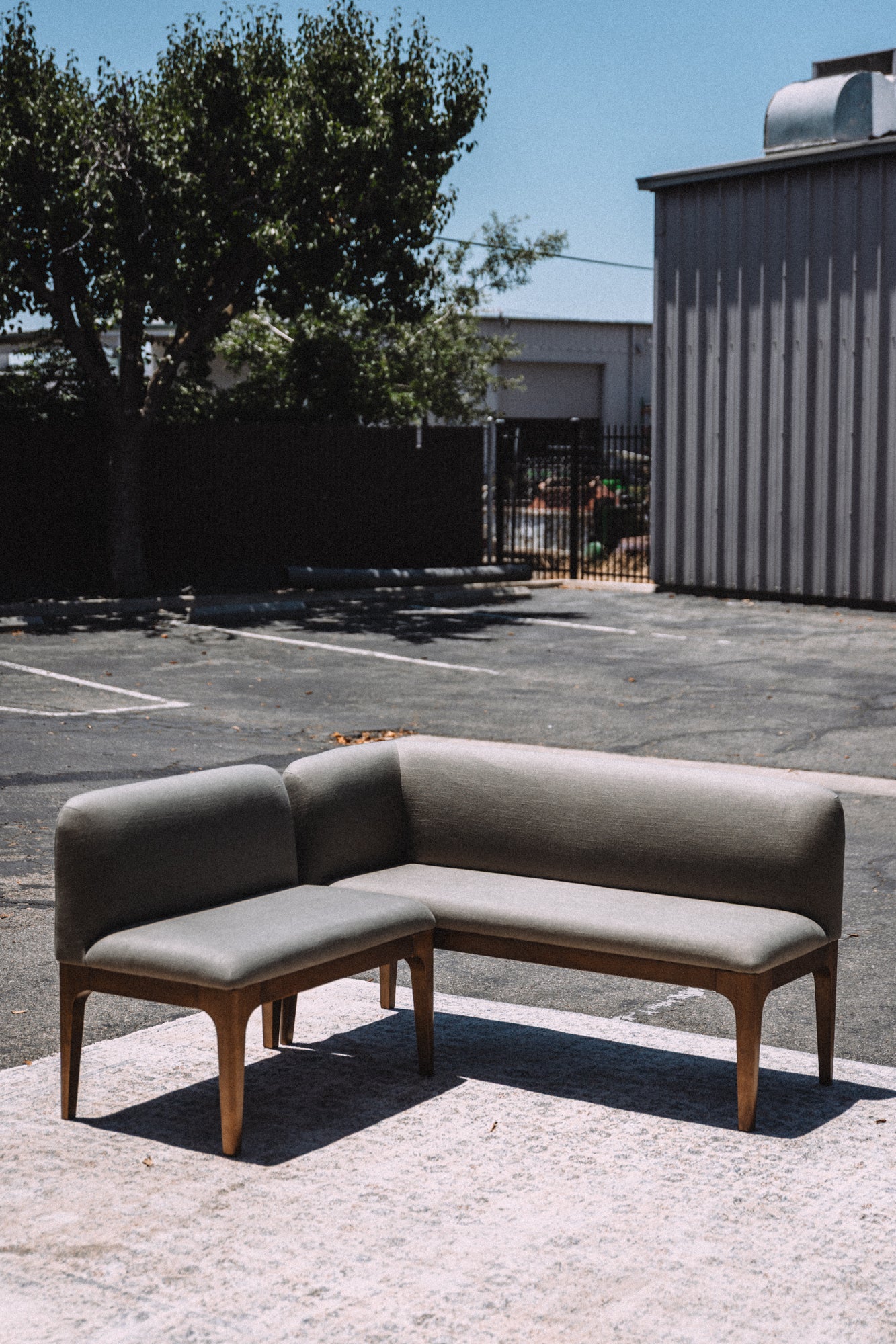 Article Rosin 55.75" Left Arm Banquette Set - Smoked Oak And Welsh Green