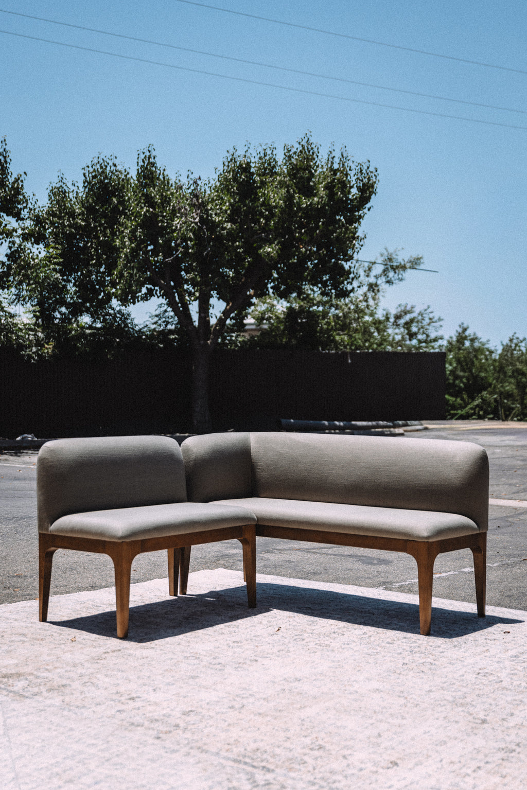 Article Rosin 55.75" Left Arm Banquette Set - Smoked Oak And Welsh Green