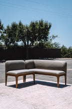 Article Rosin 55.75" Left Arm Banquette Set - Smoked Oak And Welsh Green
