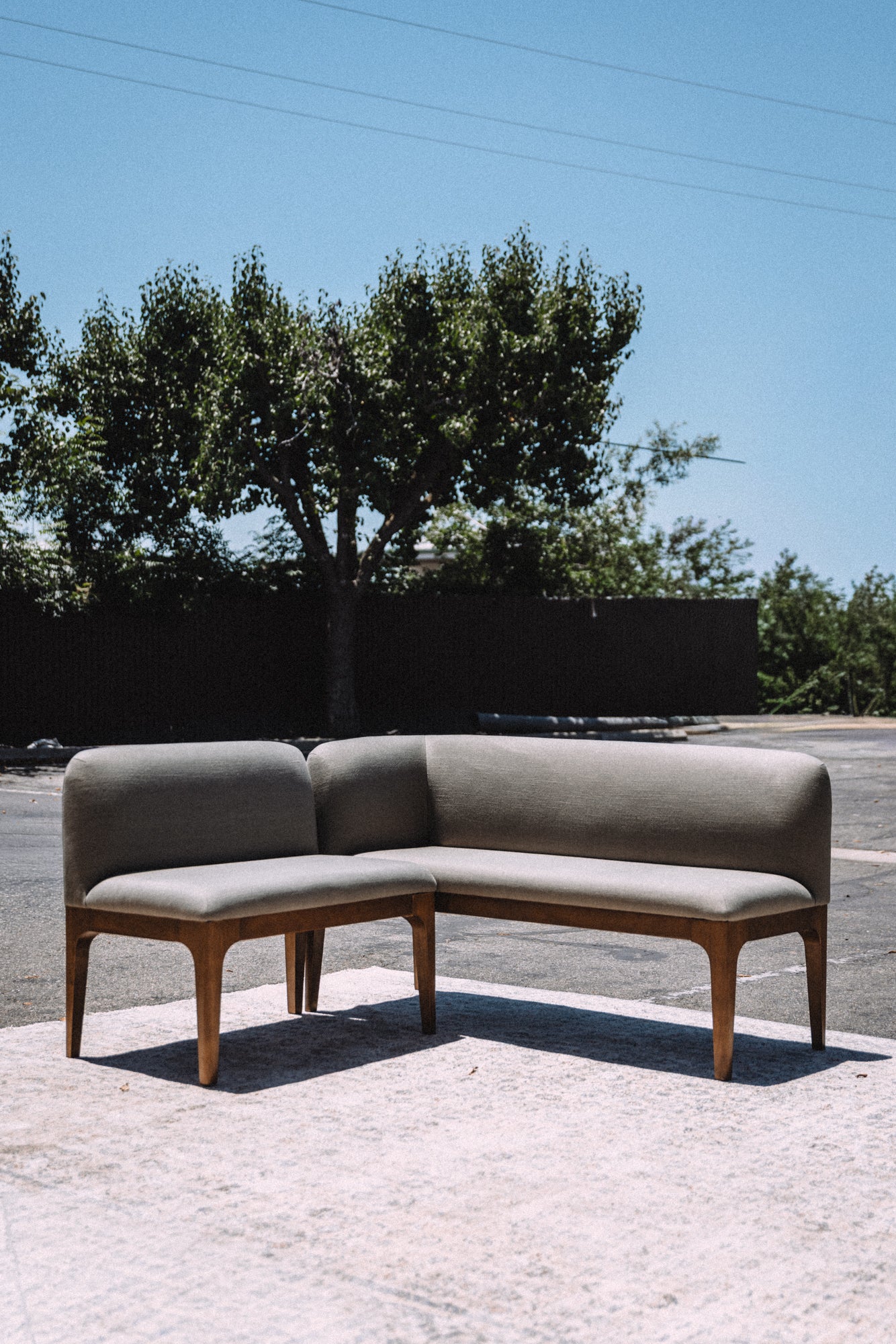 Article Rosin 55.75" Left Arm Banquette Set - Smoked Oak And Welsh Green