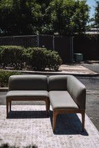 Article Rosin 55.75" Left Arm Banquette Set - Smoked Oak And Welsh Green
