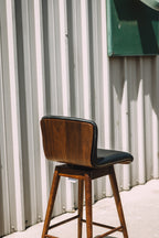Article Sede Leather Swivel Bar Stool Walnut And Black (Set of 2)