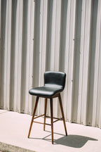 Article Sede Leather Swivel Bar Stool Walnut And Black (Set of 2)