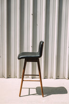 Article Sede Leather Swivel Bar Stool Walnut And Black (Set of 2)