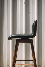 Article Sede Leather Swivel Bar Stool Walnut And Black (Set of 2)
