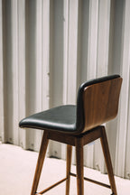 Article Sede Leather Swivel Bar Stool Walnut And Black (Set of 2)