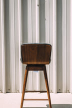 Article Sede Leather Swivel Bar Stool Walnut And Black (Set of 2)