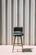 Article Sede Leather Swivel Bar Stool Walnut And Black (Set of 2)