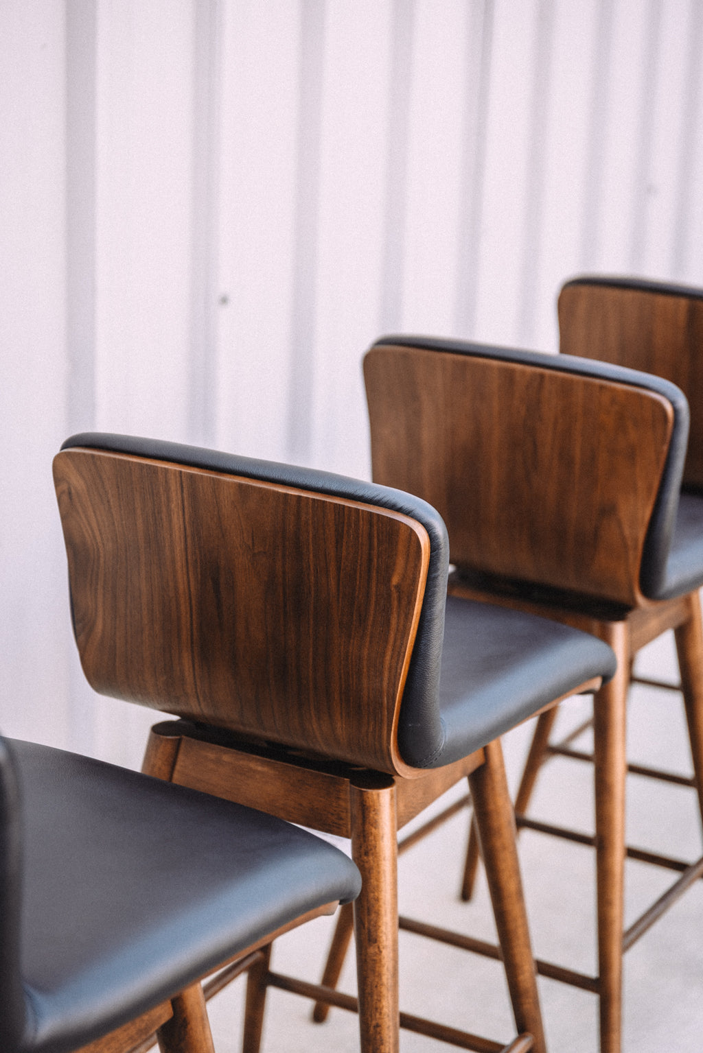 Article Sede Leather Swivel Counter Stool - Walnut And Black (Set of 4)