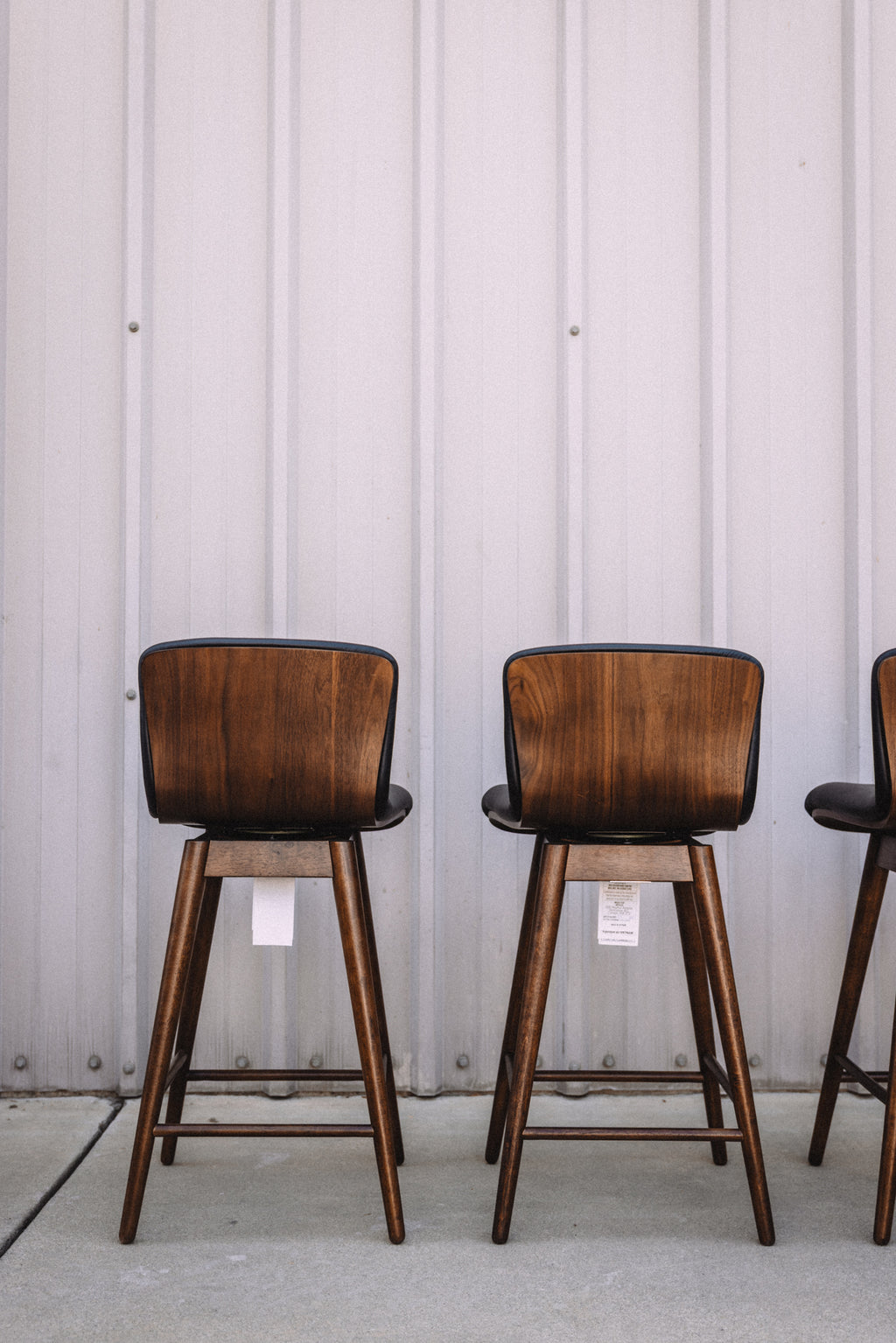 Article Sede Leather Swivel Counter Stool - Walnut And Black (Set of 4)
