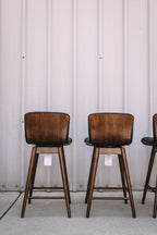 Article Sede Leather Swivel Counter Stool - Walnut And Black (Set of 4)